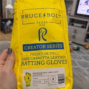 Bruce Bolt Yellow Batting Gloves limited edition Coach Raqq sliding